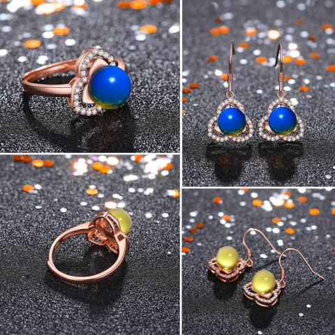 Set Perhiasan Biru Amber