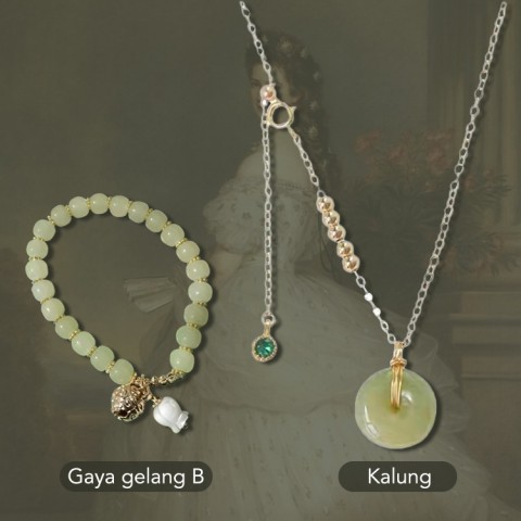 Hetian Set Gelang Dan Kalung Dan Anting Dan  Cincin-Beli 