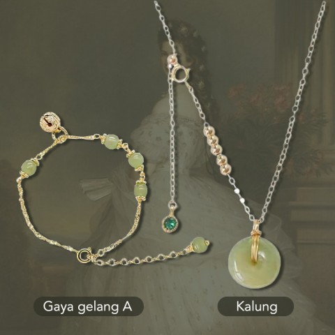 Hetian Set Gelang Dan Kalung Dan Anting Dan  Cincin-Beli 