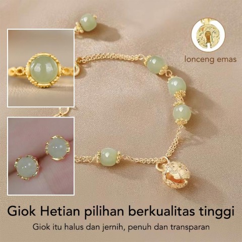 Hetian Set Gelang Dan Kalung Dan Anting Dan  Cincin-Beli 