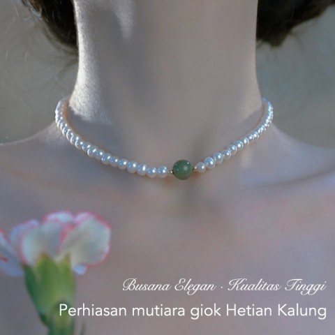 Set perhiasan mutiara giok Hetian -Kalung & Gelang