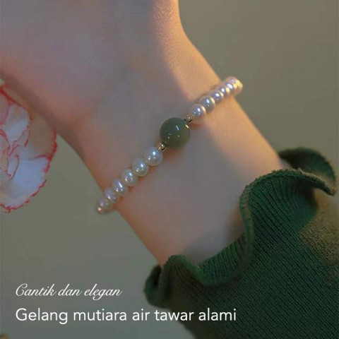 Set perhiasan mutiara giok Hetian -Kalung & Gelang