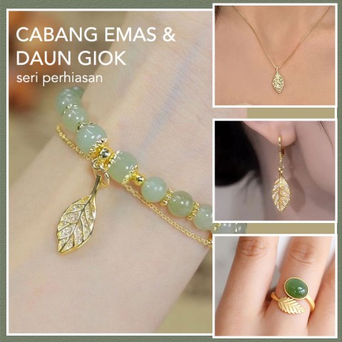 Cabang emas dan perhiasan seri daun giok set