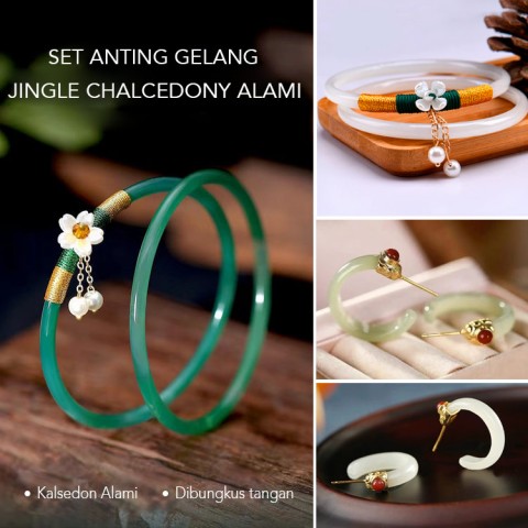 Set Anting Gelang Jingle Chalcedony Alami