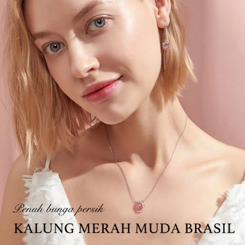 Set Perhiasan Kristal Merah Muda Brasil-Kesehatan & Cinta