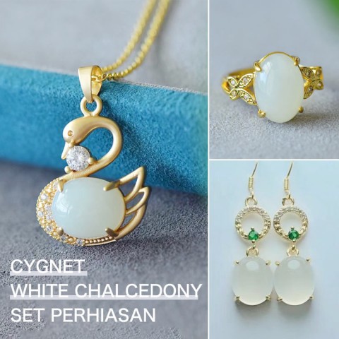 Set Perhiasan Cygnet White Chalcedony