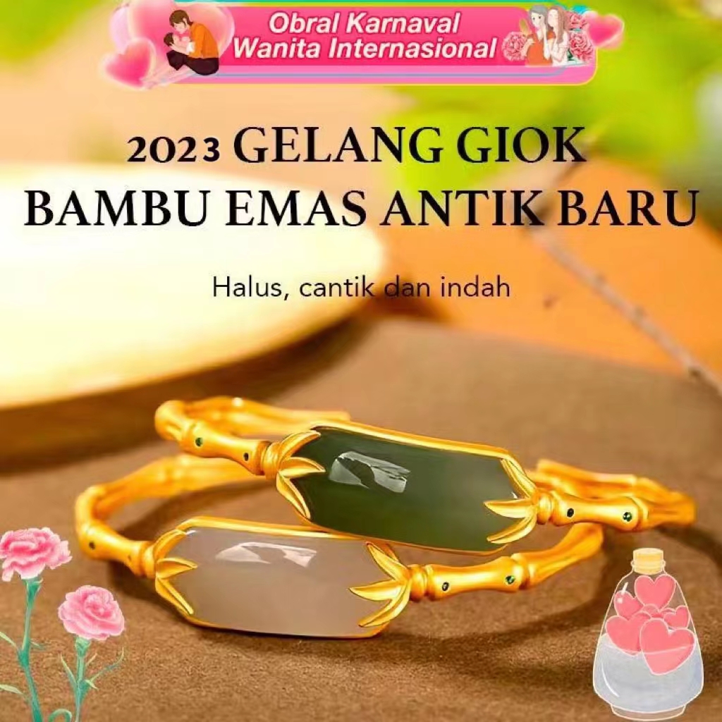 Promosi tahun baru -Gelang Bambu Giok Hetian-Mulia dan Elegan, Barang Bagus untuk Anak Perempuan