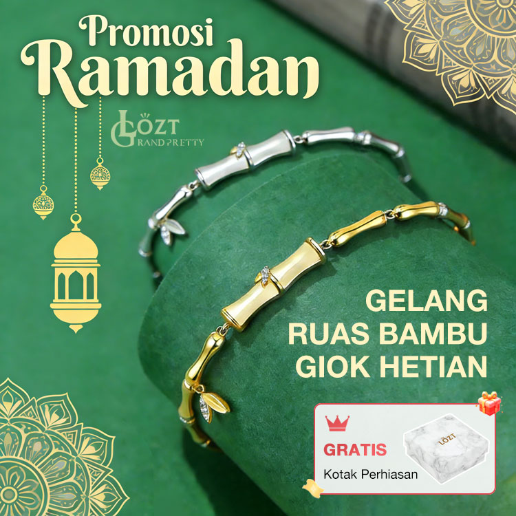 Promosi Ramadan Hemat 20 rb- Gelang Segmen Bambu Giok Hetian-Membawa kesehatan dan keberuntungan, termasuk kotak perhiasan gratis
