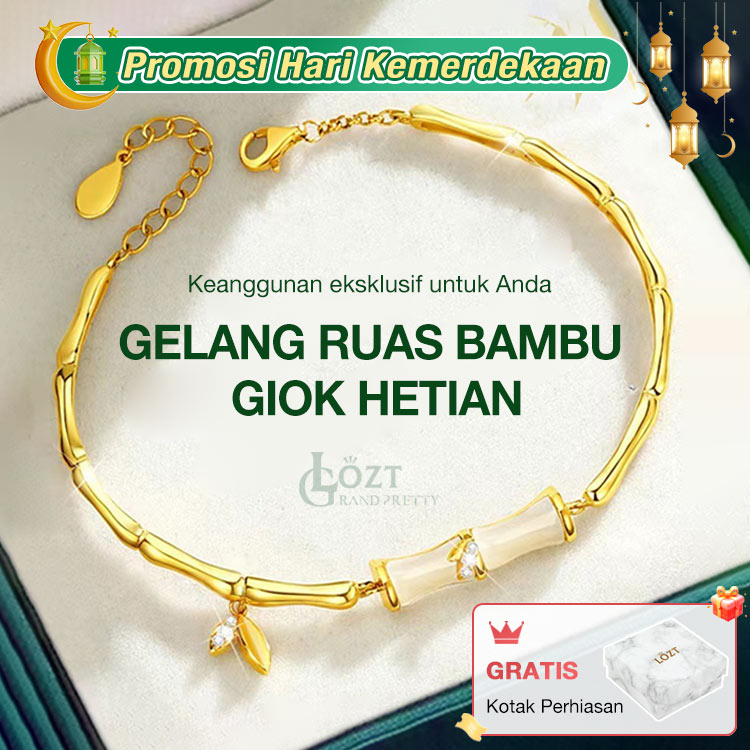 Gelang Segmen Bambu Giok Hetian - Membawa kesehatan dan keberuntungan, termasuk kotak perhiasan gratis.