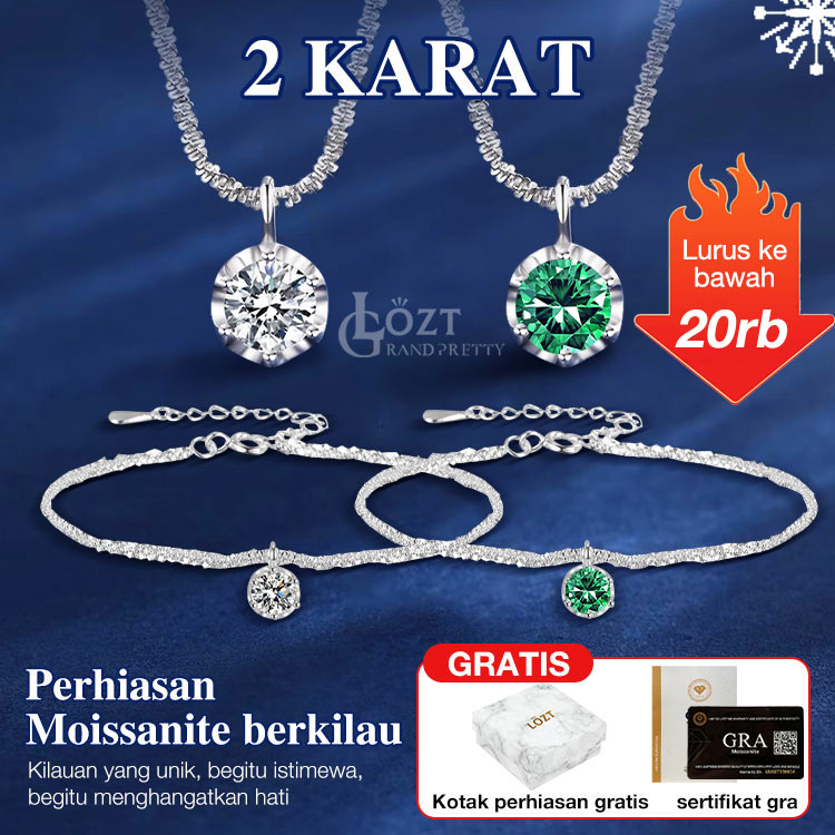 Promosi Ramadhan-Diskon waktu terbatas 30rb - Set Gelang Kalung Moissanite Berkilau - Sertifikat GRA. Kotak perhiasan gratis
