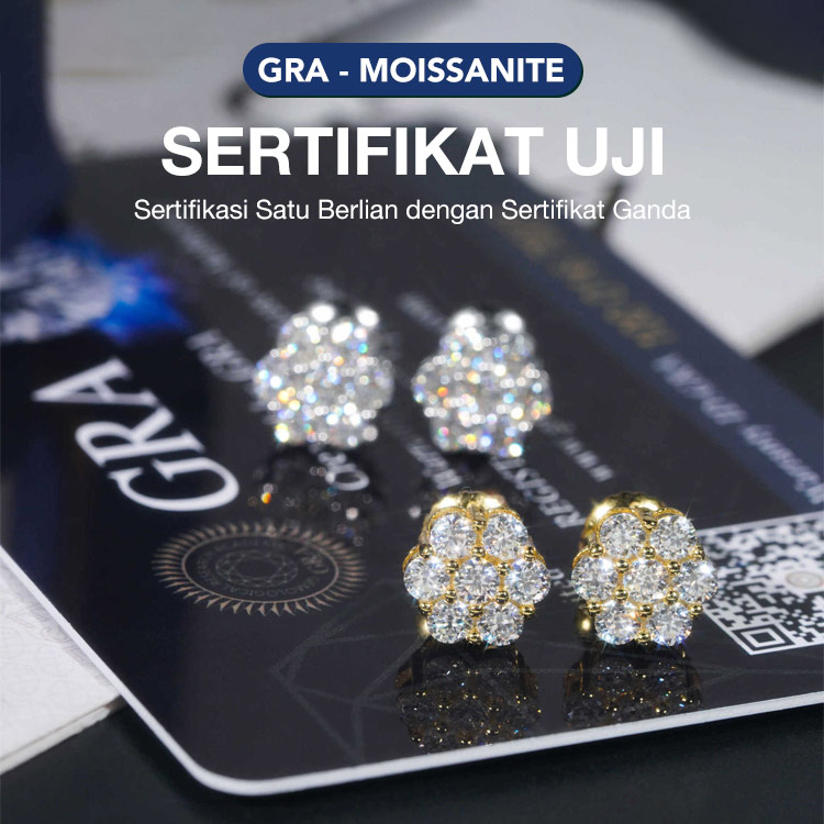 Promo Ramadan: Beli 1 Gratis 1 - Anting Moissanite Desain Bunga - Bersertifikat GRA - Dilengkapi dengan kotak perhiasan berdesain khusus.
