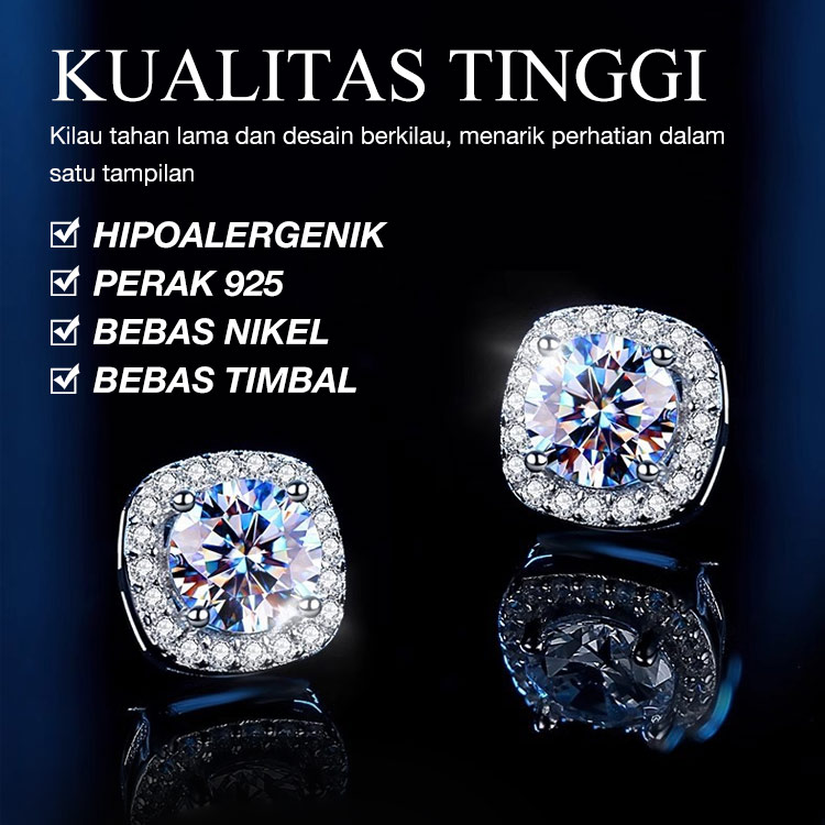 Promosi Ramadhan - Anting Kubus Gula Kecil - Gratis Gift Box. Bersertifikat GRA