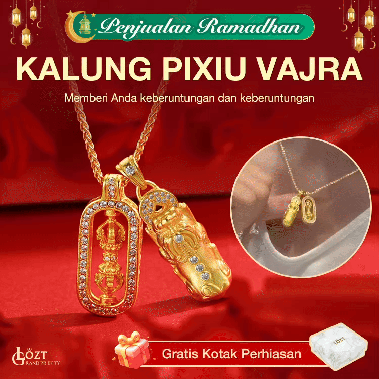 Promosi Ramadan dapatkan kotak hadiah perhiasan -Kalung Pixiu Vajra berlapis emas 24K - Pixiu mendatangkan kekayaan - Vajra dapat menangkal kejahatan - Gandakan keberuntungan Anda
