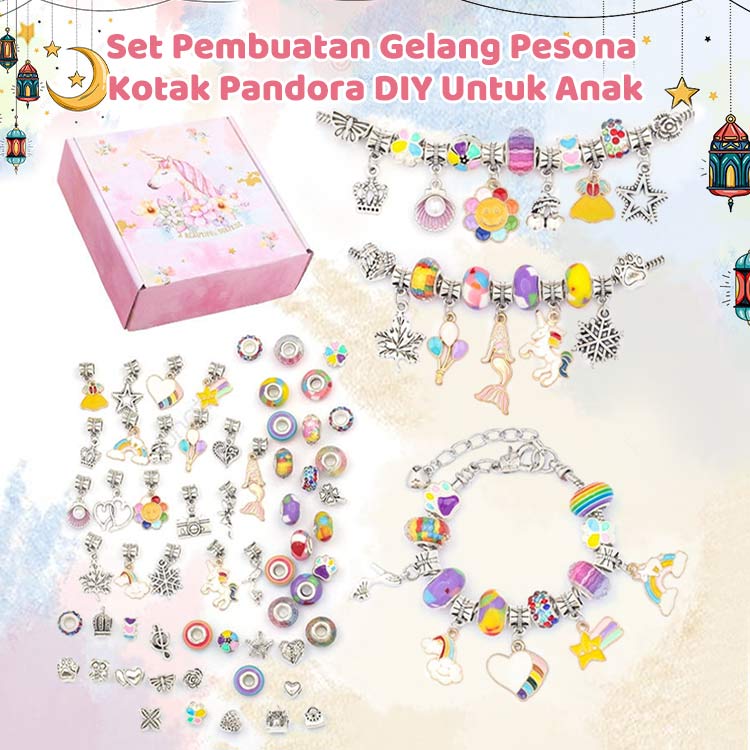 Promosi Ramadhan-Set Pembuatan Gelang Pesona Kotak Pandora DIY Untuk Anak-Anak-1 set memiliki 3 gelang DIY