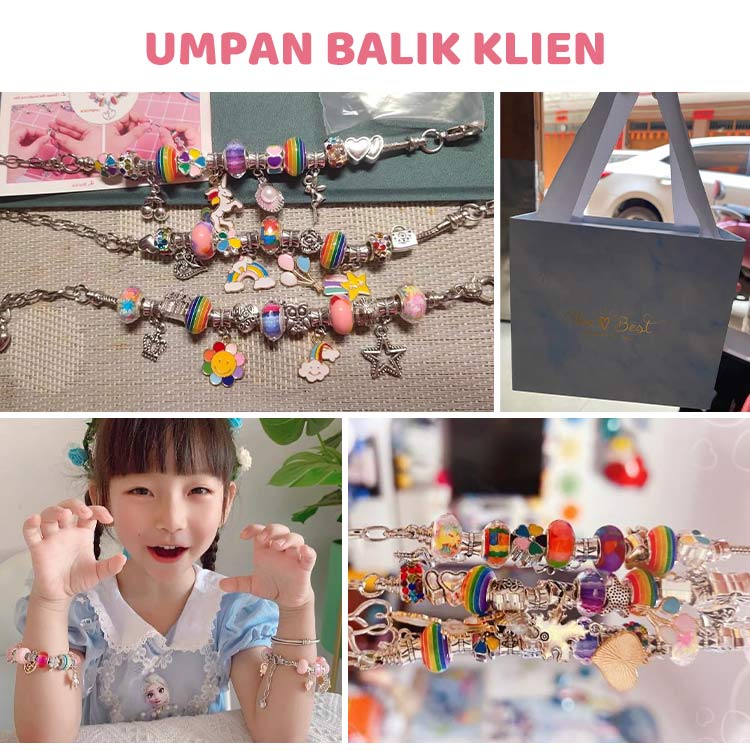 11.11 Penjualan Besar - Set Pembuatan Gelang Pesona Kotak Pandora DIY Untuk Anak-Anak-1 set memiliki 3 gelang DIY