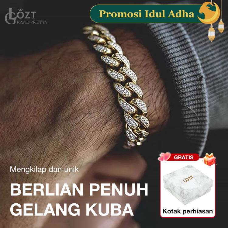 Promosi Ramadhan - Gelang Kuba Berlian Penuh Hip-hop yang Modis - Kotak perhiasan gratis