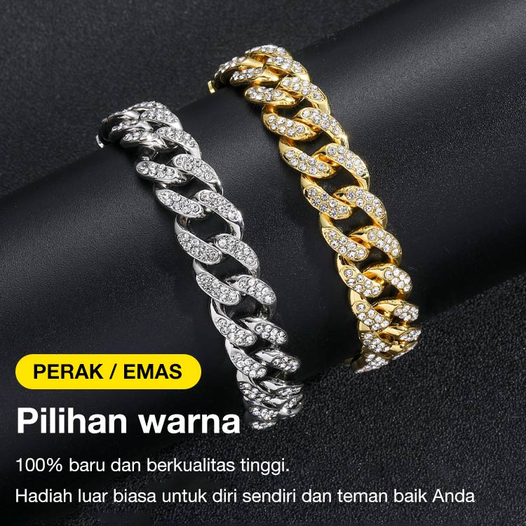 Promosi Ramadhan - Gelang Kuba Berlian Penuh Hip-hop yang Modis - Kotak perhiasan gratis