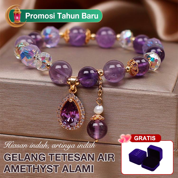 Gelang Tetesan Air Amethyst Alami