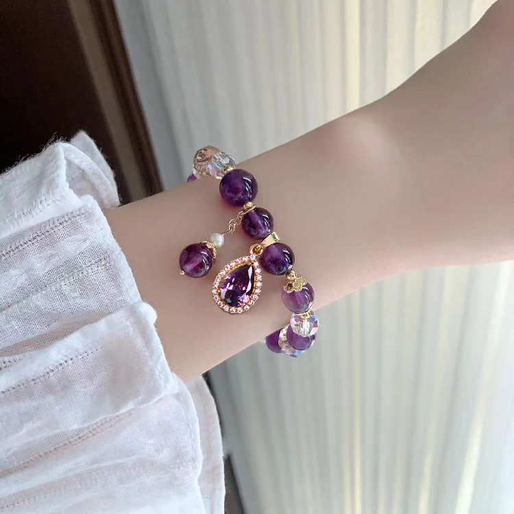 Gelang Tetesan Air Amethyst Alami