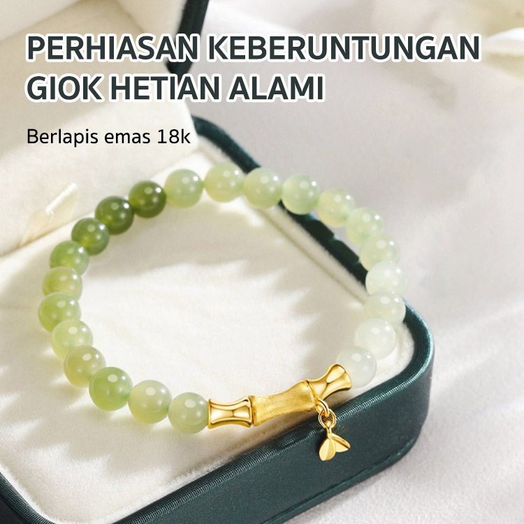 Perhiasan Keberuntungan Giok Hetian Alami-Gelang yang membawa keberuntungan - hadiah terbaik