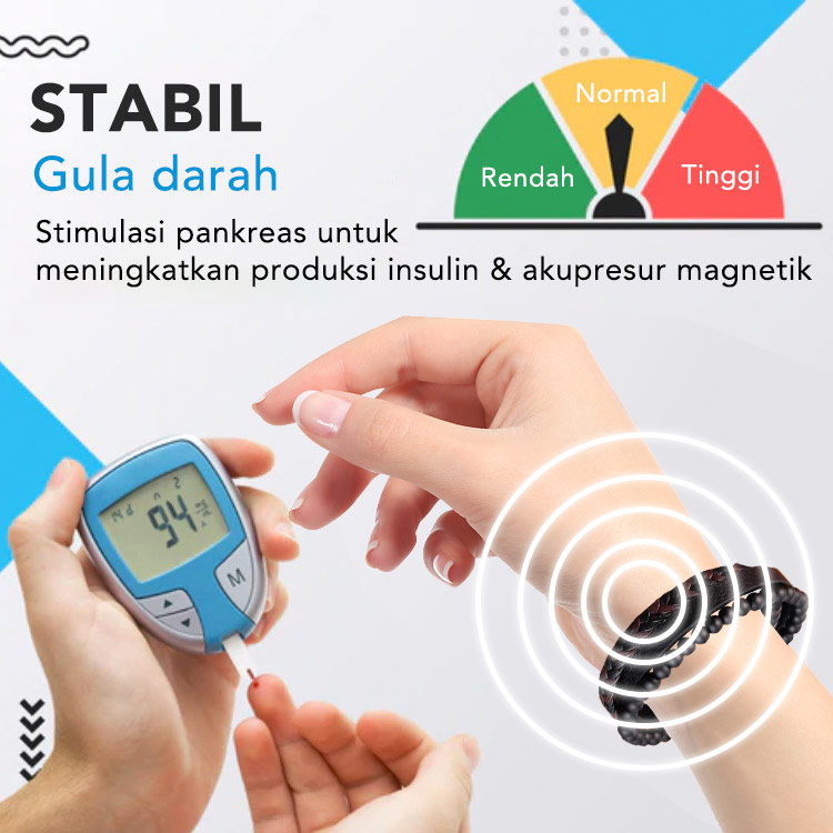 Gelang Penurun Gula Darah Terapi Magnet Unisex - Pengiriman dari Jakarta. Panjang Gelang 20.5cm