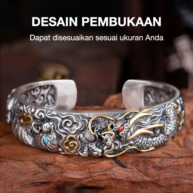 Promosi Ramadhan - Mempromosikan kekayaan dan Melindungi perdamaian - Taotie, empat gelang perak hewan mitos - Dapat disesuaikan, dengan kotak perhiasan