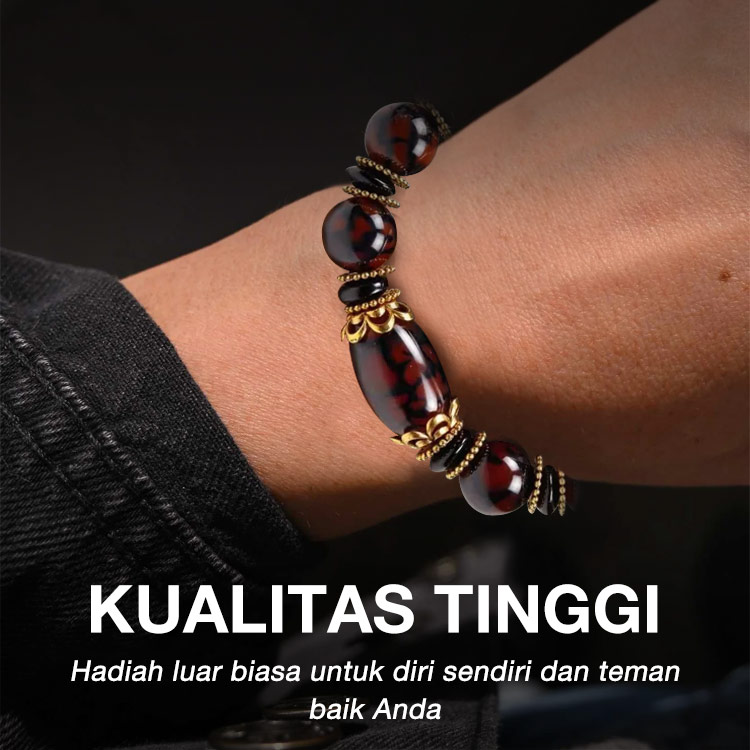 Spesial Tahun Baru - Gelang Skala Naga Api Pria - Batu Akik Alami Murni - simbol kekuatan, perlindungan, dan keberuntungan