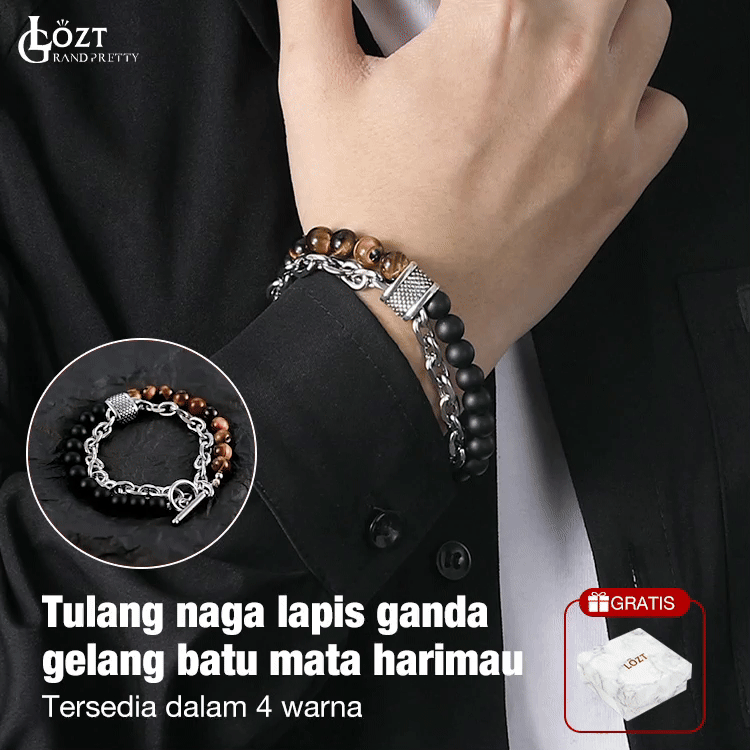 Promosi Ramadhan- Item kedua hanya berharga 70rb - Gelang batu mata harimau tulang naga lapis ganda