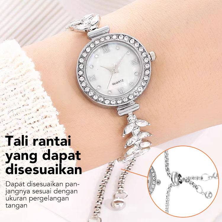 Garansi satu tahun-Jam tangan tulang putri duyung bertahtakan berlian-Panjang gelang dapat disesuaikan