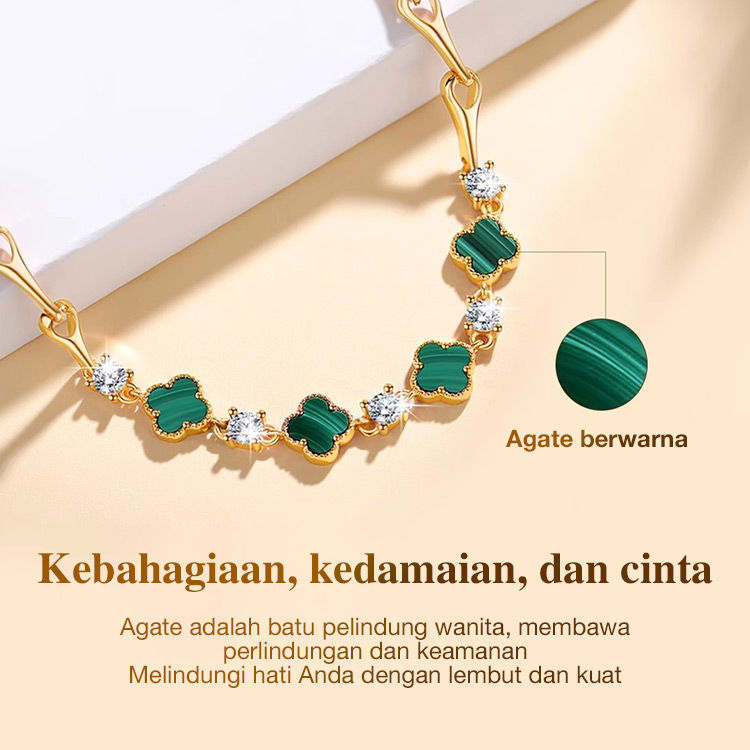 Gelang Perak Haoshi Empat Daun Semanggi