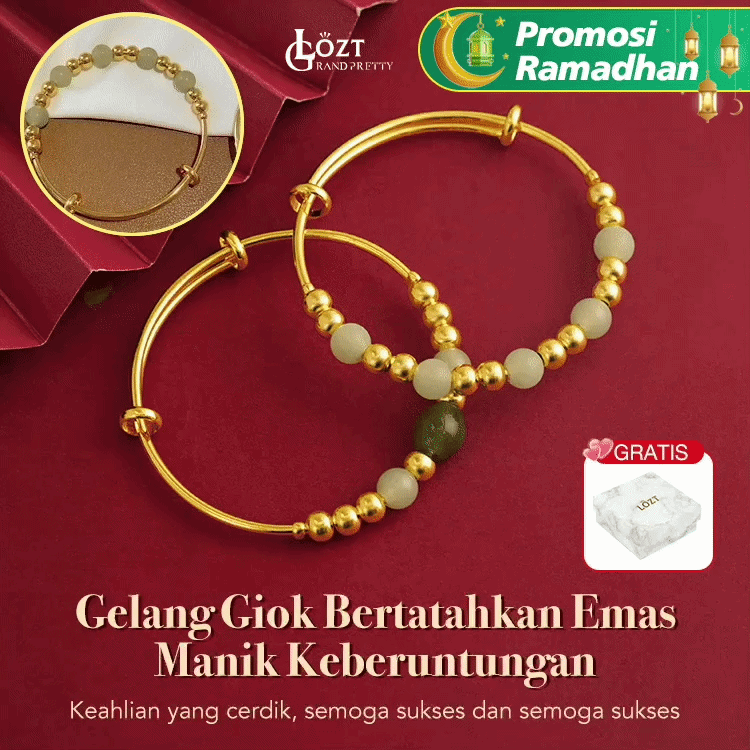 Kombinasi emas 18K dan giok - gelang keberuntungan bertatahkan emas - membawa keberuntungan	