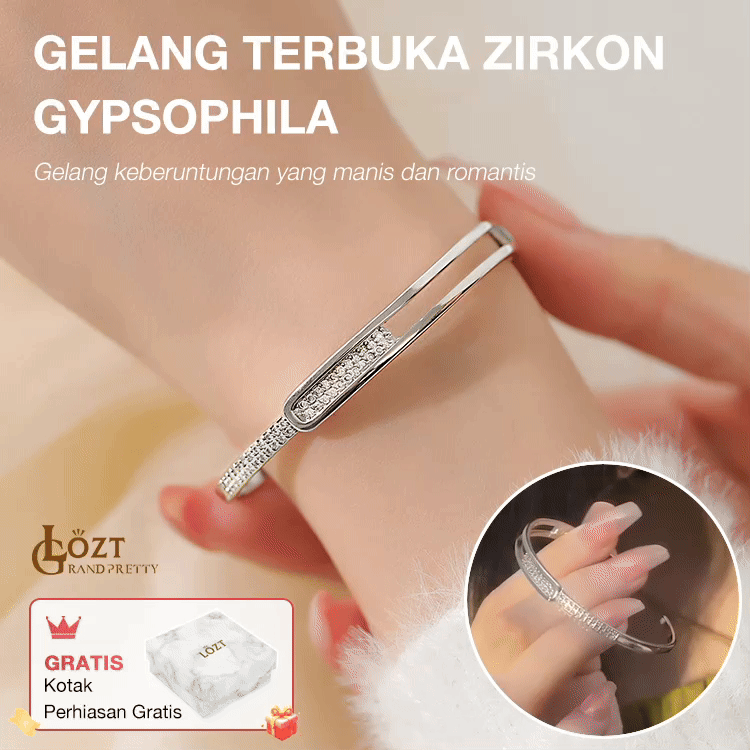 Gelang terbuka zirkon Gypsophila-Kotak perhiasan gratis-Keanggunan eksklusif untuk Anda