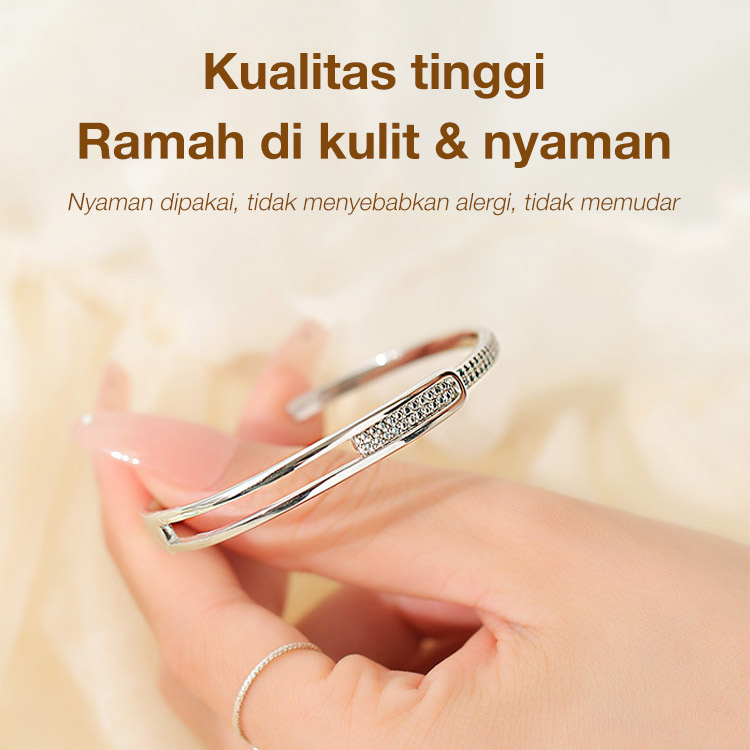 Gelang terbuka zirkon Gypsophila-Kotak perhiasan gratis-Keanggunan eksklusif untuk Anda