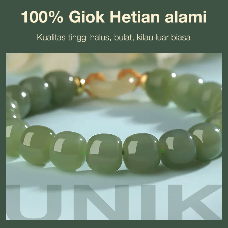 Promosi Sepuluh Ganda-Gelang Giok Hetian Alami-Giok yang sempurna membawa keberuntungan dan kekayaan
