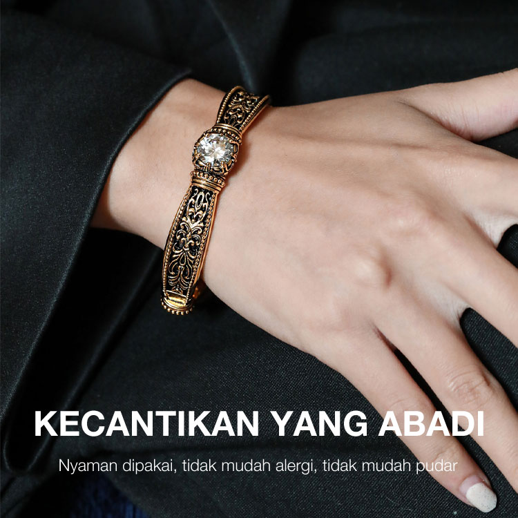Promosi Ramadhan - Gelang relief arabesque Moissanite yang indah - Bersertifikat Gra, Kotak perhiasan gratis
