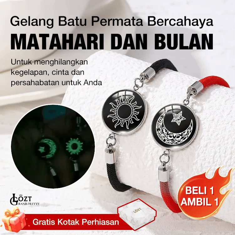 Beli 1 Gratis 1-Gelang Batu Permata Bercahaya Matahari dan Bulan-Matahari dan bulan saling menemani, membawa harapan baik dan keberuntungan!