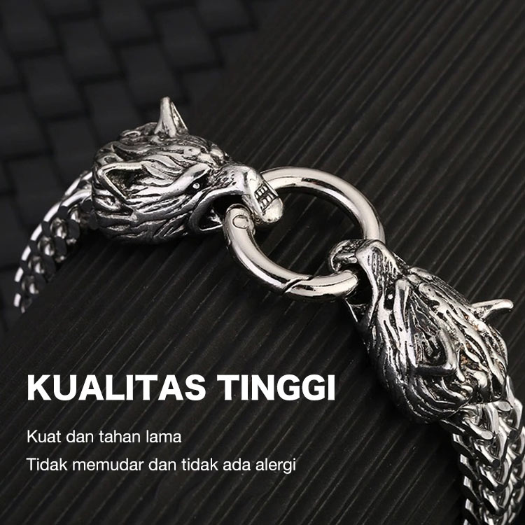 Obral Tengah Tahun 618 - Gelang Serigala Viking - Membawa keberuntungan ekstra dan menonjolkan pesona pria. Kotak perhiasan gratis