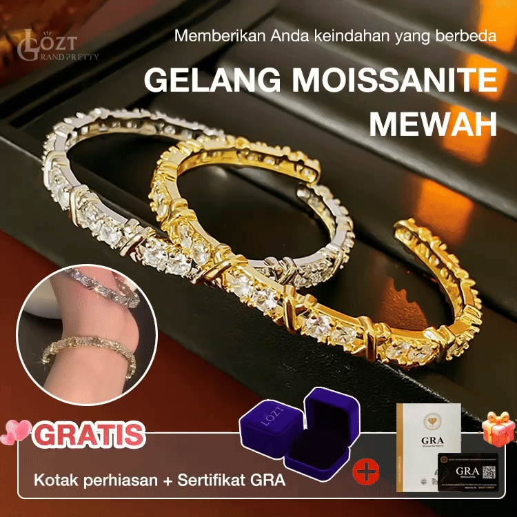 Tingkatkan Keanggunan Anda - Gelang Moissanite Mewah - Dengan sertifikat GRA dan kotak perhiasan gratis