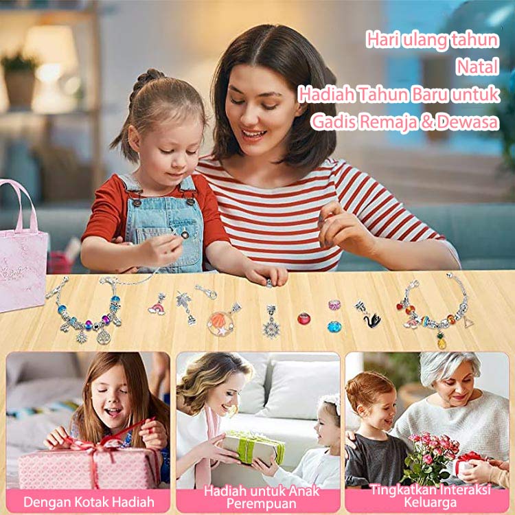 11.11 Penjualan Besar - Set Pembuatan Gelang Pesona Kotak Pandora DIY Untuk Anak-Anak-1 set memiliki 3 gelang DIY