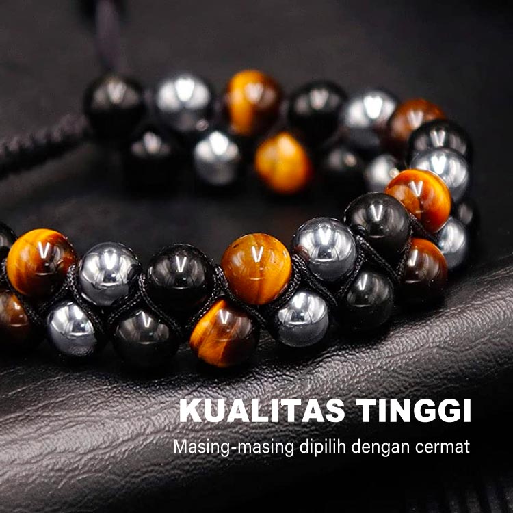 Perlindungan Tiga Kali Lipat Gelang Batu Akik Tiger Eye Alami -Yang kedua hanya 180rb - Dapat disesuaikan, dengan kotak perhiasan, garansi 1 tahun 