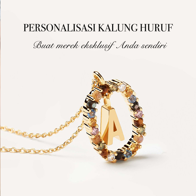 penjualan hari valentaine -Kalung Huruf Personalisasi S925 Sterling Silver/Tembaga berlapis emas 18k