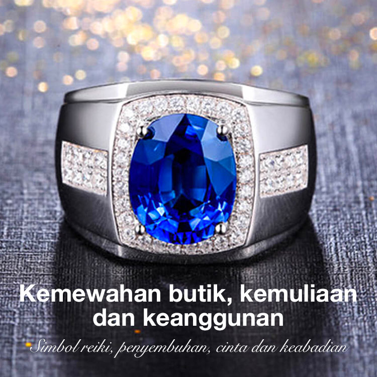 Promosi Tahun Baru-Cincin Batu Permata Biru Ukuran Yang Dapat Disesuaikan-Menawan dan mewah