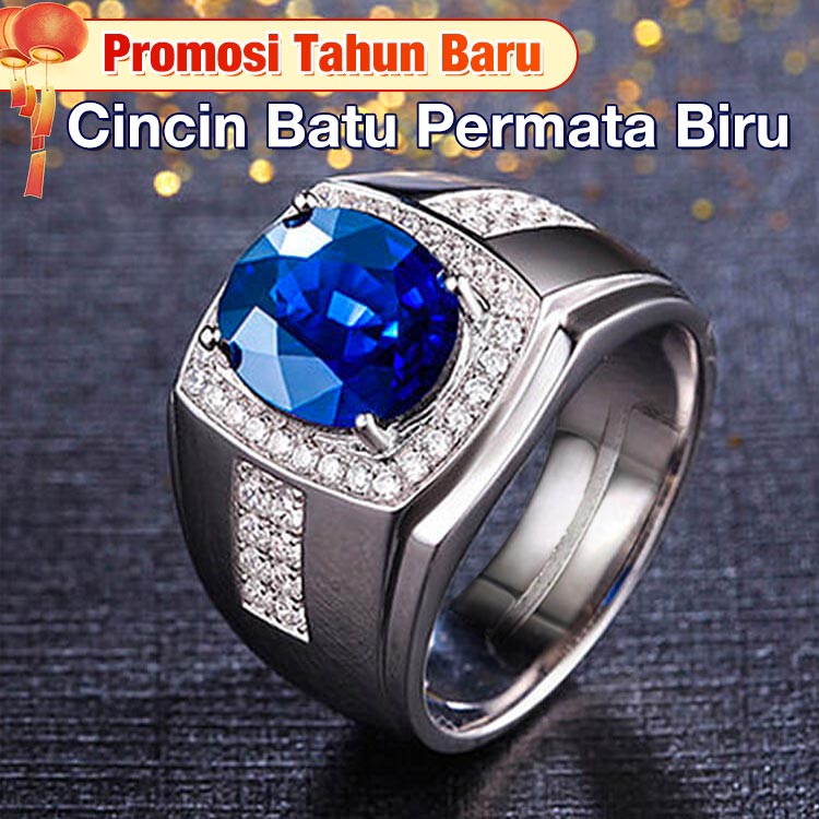 Promosi Tahun Baru-Cincin Batu Permata Biru Ukuran Yang Dapat Disesuaikan-Menawan dan mewah