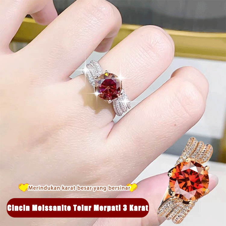 Cincin Berlian Moissanite 3 Karat - Buatan Tangan, Pembukaan yang Dapat Disesuaikan