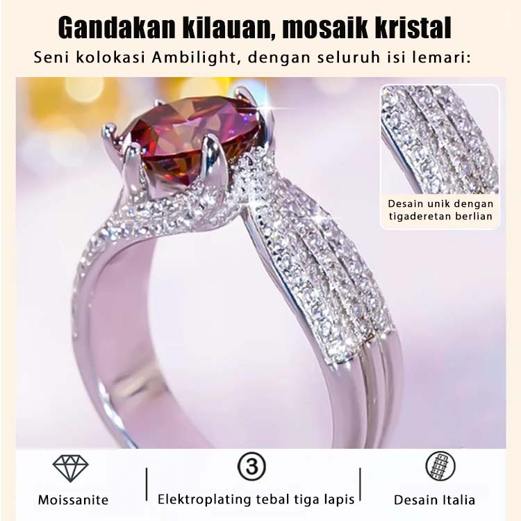 Cincin Berlian Moissanite 3 Karat - Buatan Tangan, Pembukaan yang Dapat Disesuaikan