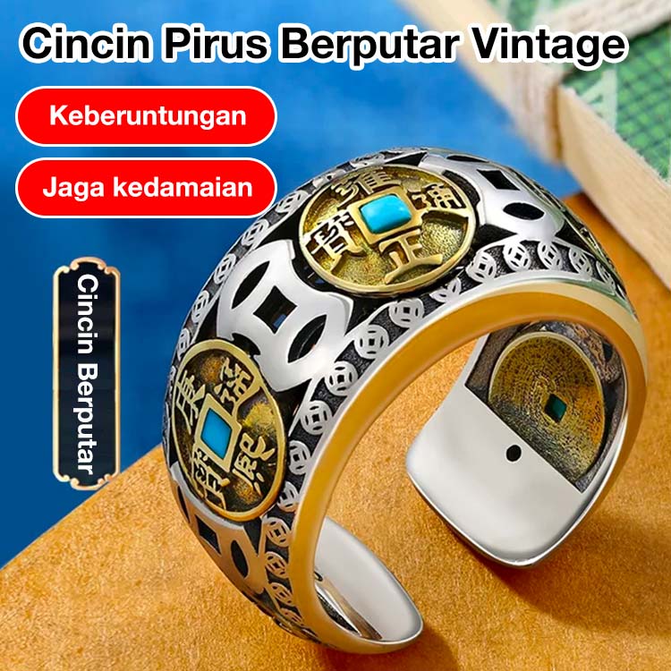 Cincin koin Lima Kaisar berwarna pirus yang dapat diputar