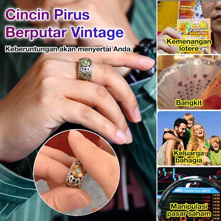 Cincin koin Lima Kaisar berwarna pirus yang dapat diputar