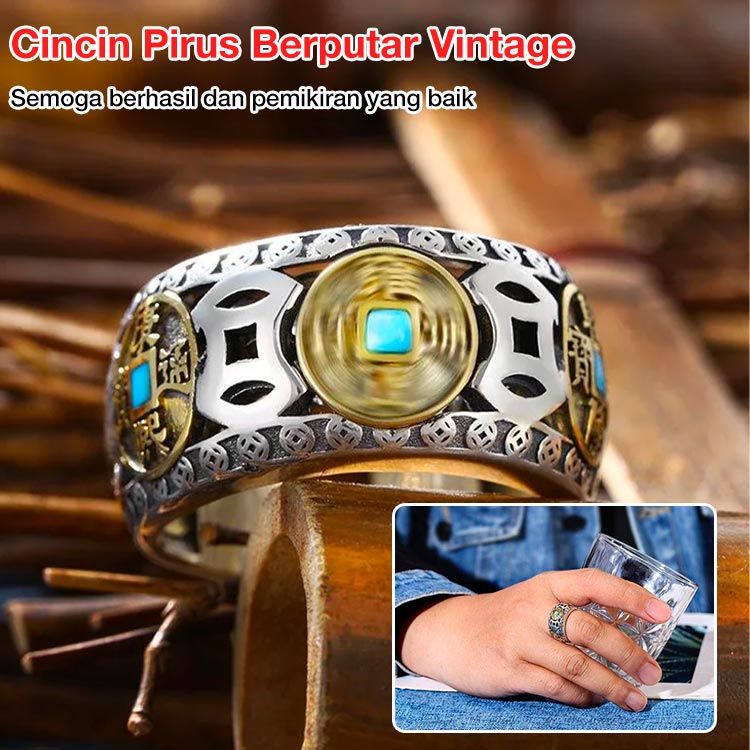 Cincin koin Lima Kaisar berwarna pirus yang dapat diputar