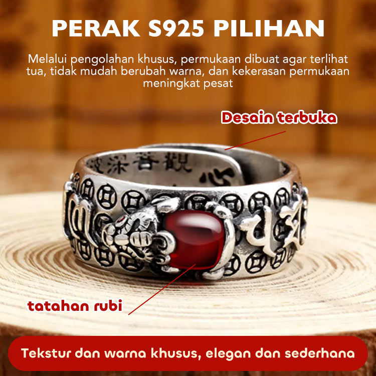 Promosi Hari Kemerdekaan Potongan kedua hanya berharga 70rb - Cincin Ruby Pixiu - Membawa Kekayaan dan Keberuntungan - Unisex, Ukuran Dapat Disesuaikan, Kotak Hadiah Gratis