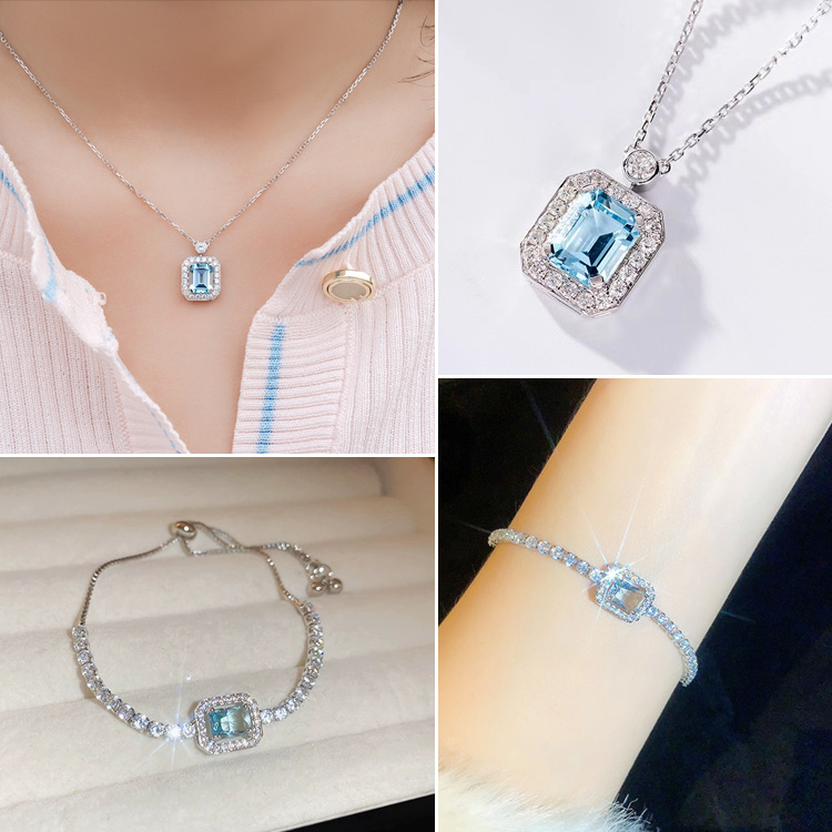 Promosi Tahun Baru Islam-Tambahkan 60rb dapatkan gelang - Kalung Berlian Biru Mewah. Dengan kotak perhiasan gratis